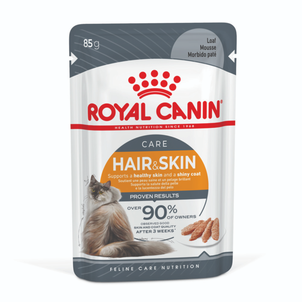 HAIR AND SKIN LOAF ADULT WET CAT FOOD POUCHES 12 X 85G Image