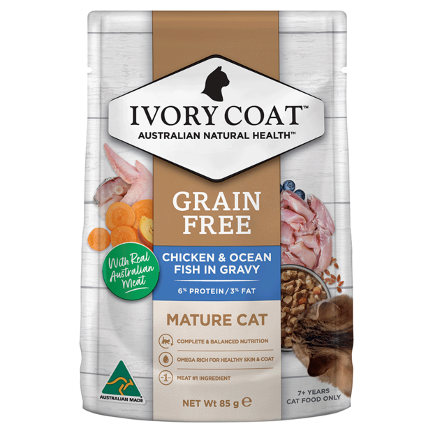 GRAIN FREE WET CAT FOOD MATURE CHICKEN FISH GRAVY 12 X 85G Image