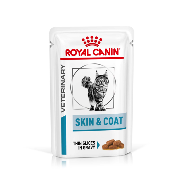 ROYAL CANIN VETERINARY SKIN SUPPORT WET CAT FOOD POUCHES 12 X 85G Image