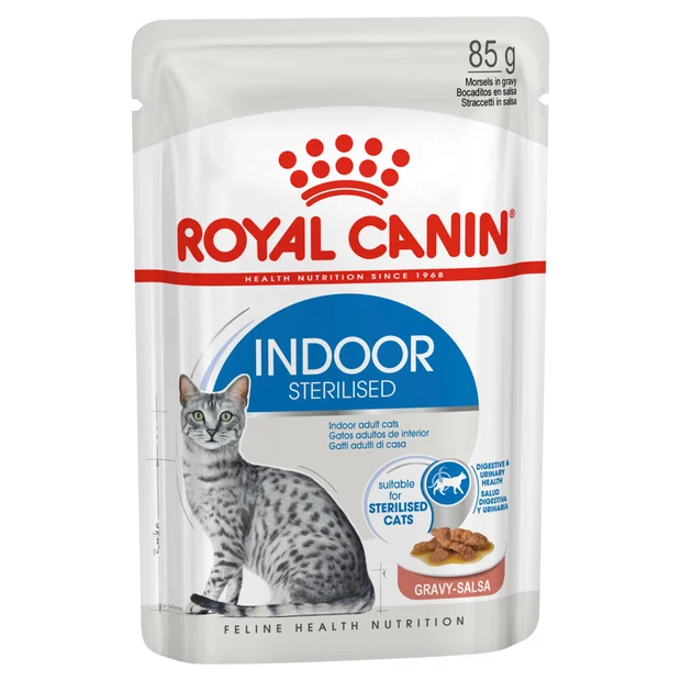 INDOOR ADULT GRAVY WET CAT FOOD POUCHES 12 X 85G Image