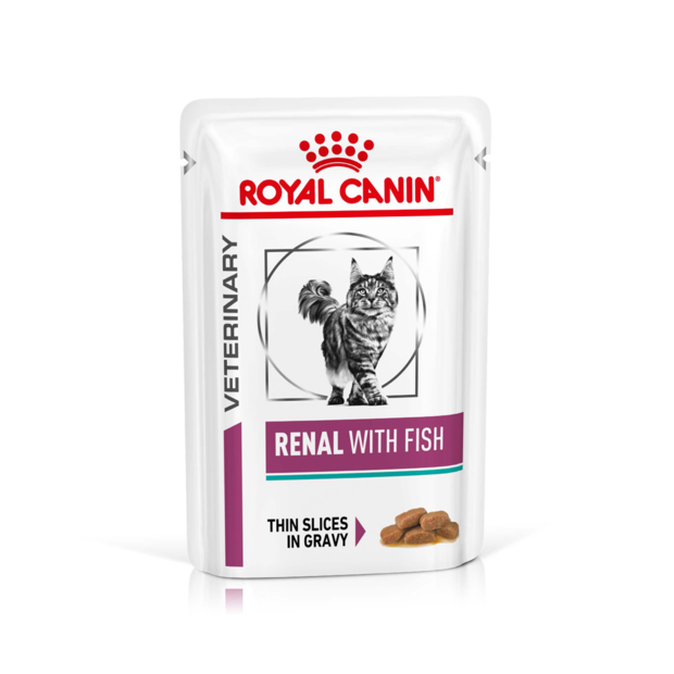 ROYAL CANIN VETERINARY RENAL WITH FISH WET CAT FOOD POUCHES 12 X 85G Image