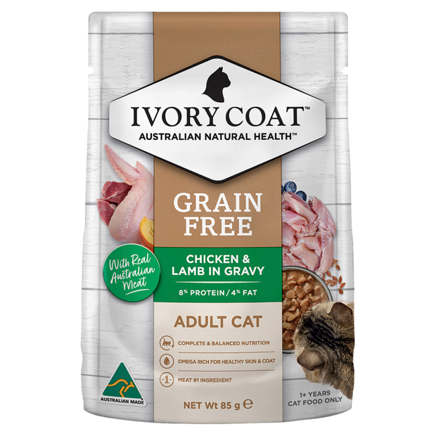 GRAIN FREE ADULT CHICKEN AND LAMB IN GRAVY WET CAT FOOD 12 X 85G Image