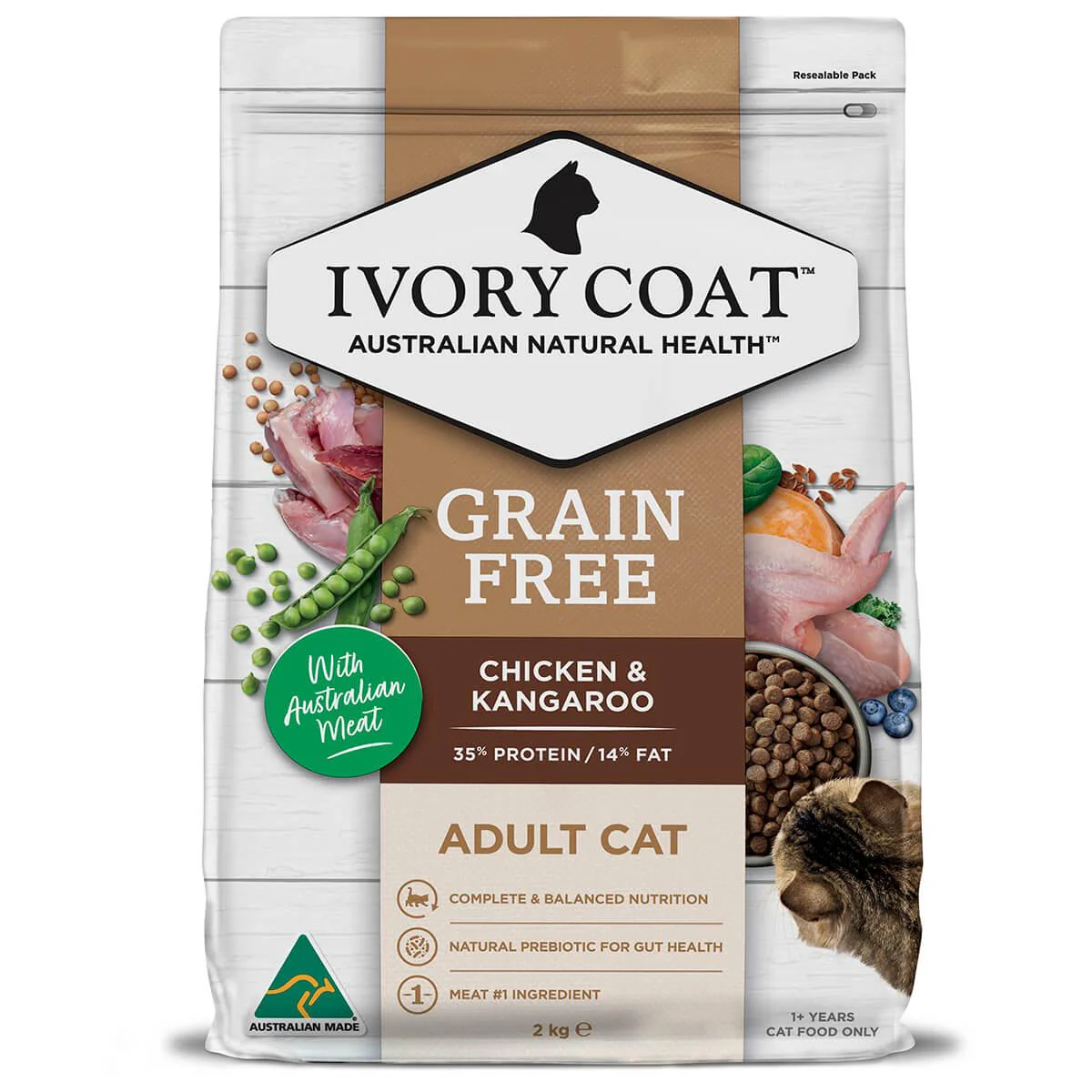 GRAIN FREE INDOOR ADULT DRY CAT FOOD CHICKEN & KANGAROO 2KG Image