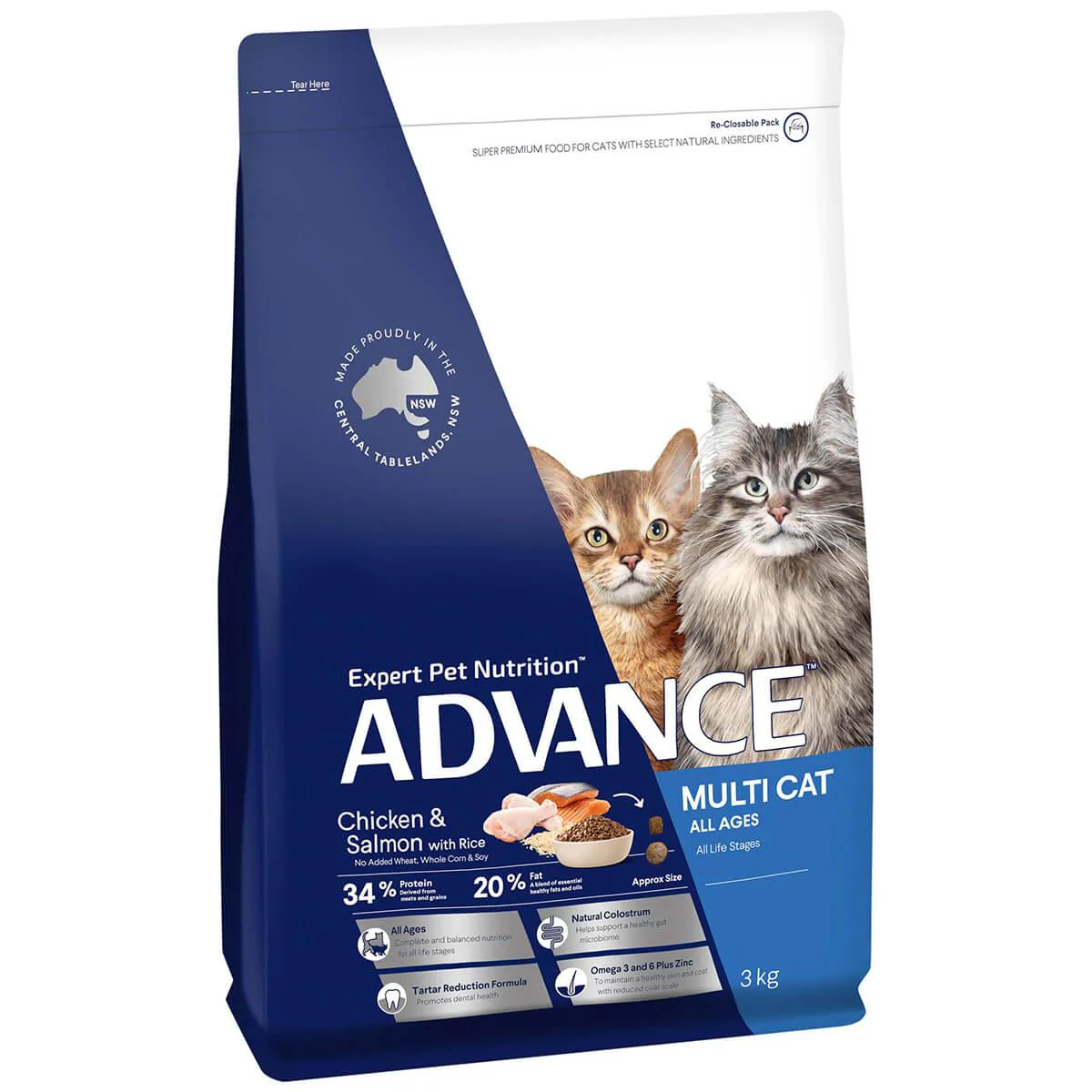 MULTI CAT ADULT CHICKEN & SALMON DRY CAT FOOD 3KG Image