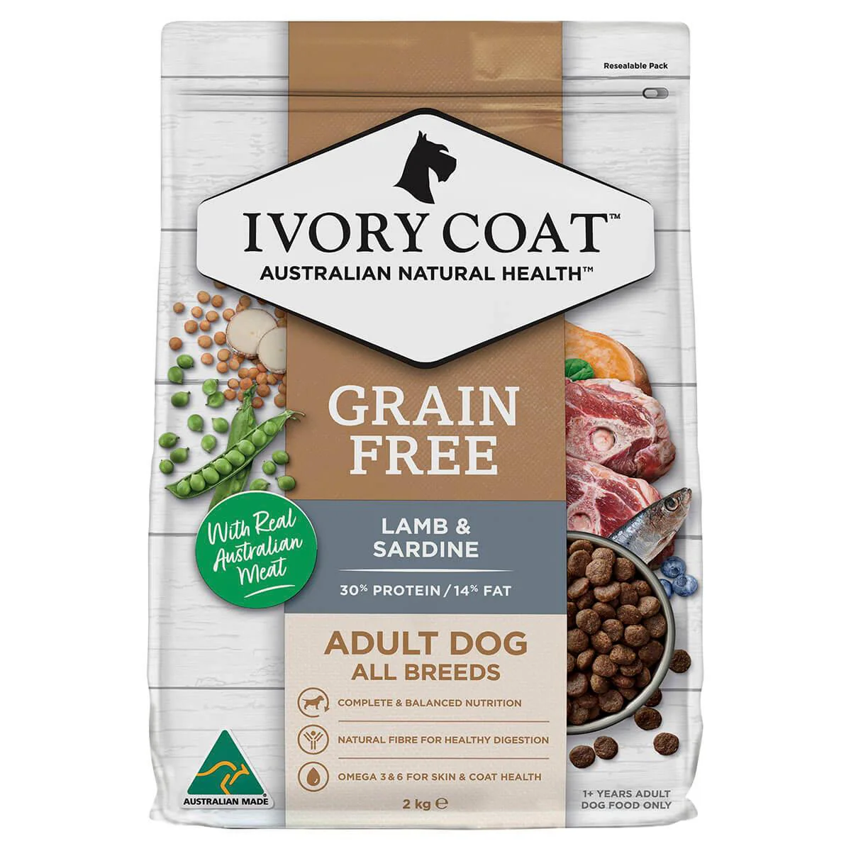 GRAIN FREE ADULT LAMB & SARDINE DRY DOG FOOD 2KG Image